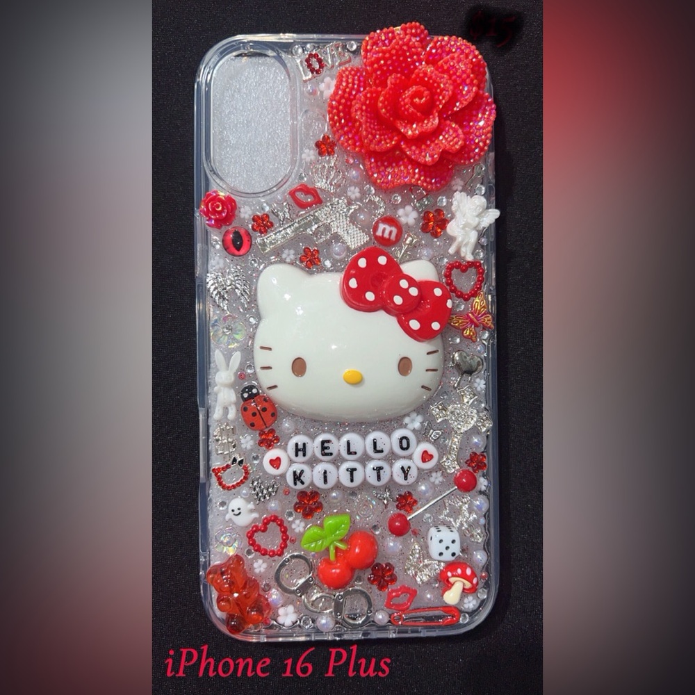 Hello Kitty Red and White Glitter Phone Case